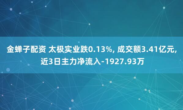 金蝉子配资 太极实业跌0.13%, 成交额3.41亿元, 近3日主力净流入-1927.93万